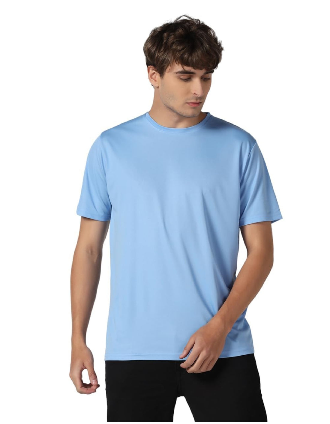 Half Sleeves Plain Polyester T-shirt (Navy Blue)
