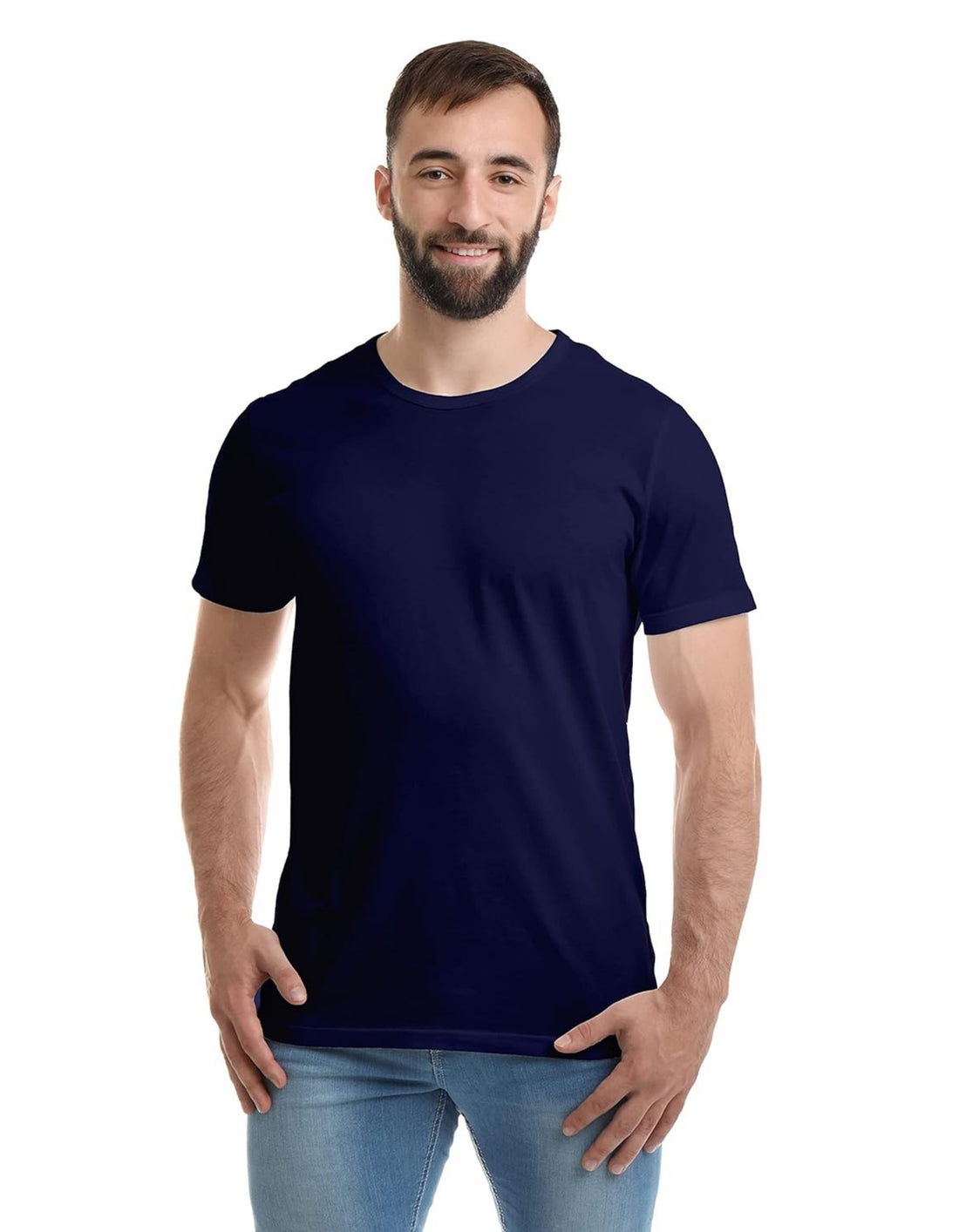 Half Sleeves Plain Polyester T-shirt (Blue)