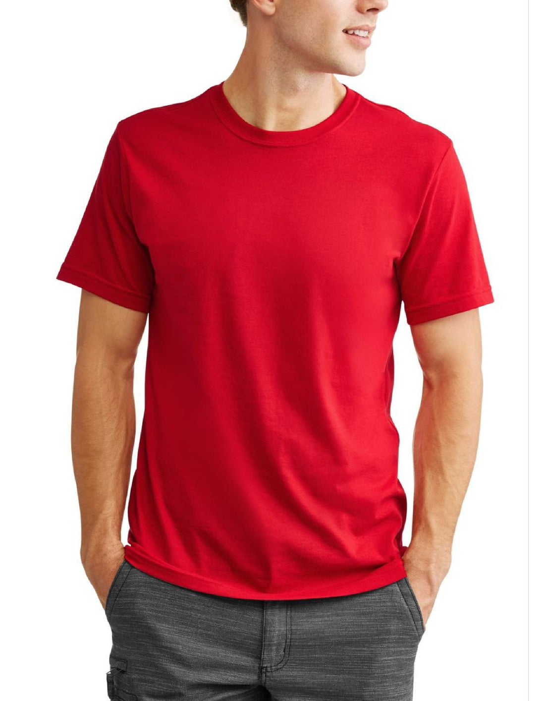 Half Sleeves Plain Polyester T-shirt (Red)