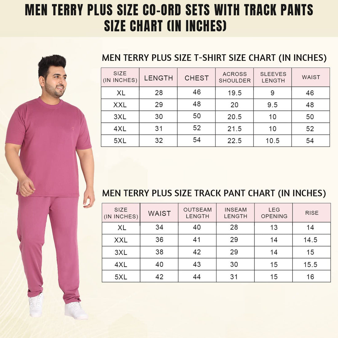 Men Plus Size Casual Summer Track Suit Co-ord Sets