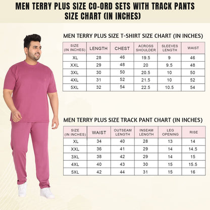 Men Plus Size Casual Summer Track Suit Co-ord Sets