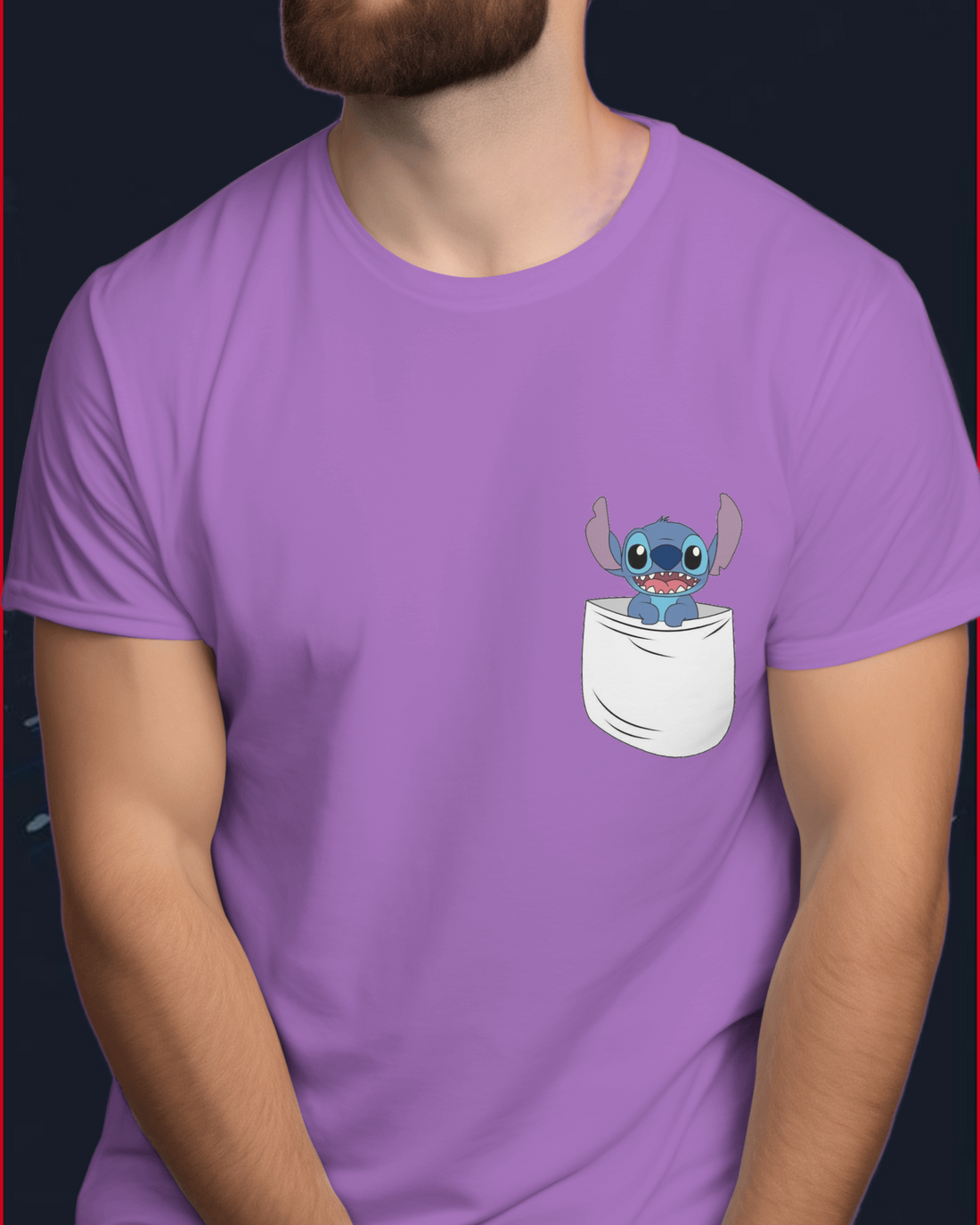 Half Sleeves Pocket Printed T-Shirts (Purple)