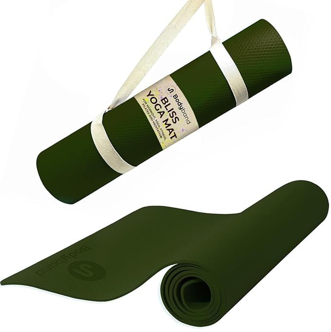 Yoga Mat for Women and Men 4mm with Carry Strap EVA Material Extra Thick Exercise Mat for Workout Yoga Fitness Pilates and Meditation, Anti Tear Anti Slip For Home &amp; Gym Use - Army Green