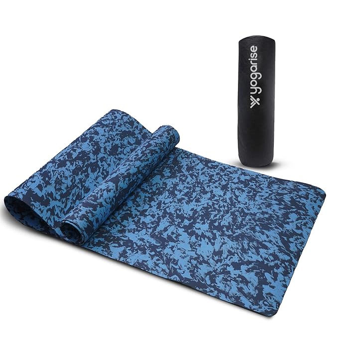 Yoga mat for Men and Women, Premium Exercise Mat for Home Workout, Anti Slip Yoga Mat Workout, Gym Mat for Workout at Home with Bag (Marble Blue, 4mm)