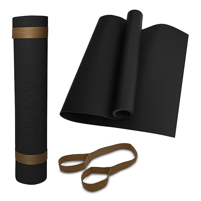 Yoga Mat For Women &amp; Men, Anti Slip, EVA Material, (4mm-6mm) Exercise Mat For Home Gym |Yoga Mat For Gym Workout and Yoga Exercise (4MM, Black)