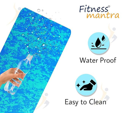 Super Soft, Anti-Slip Marble Design Yoga Mat with Carrying Strap For Men &amp; Women (Qty.-1 Piece) (4Mm, Blue)